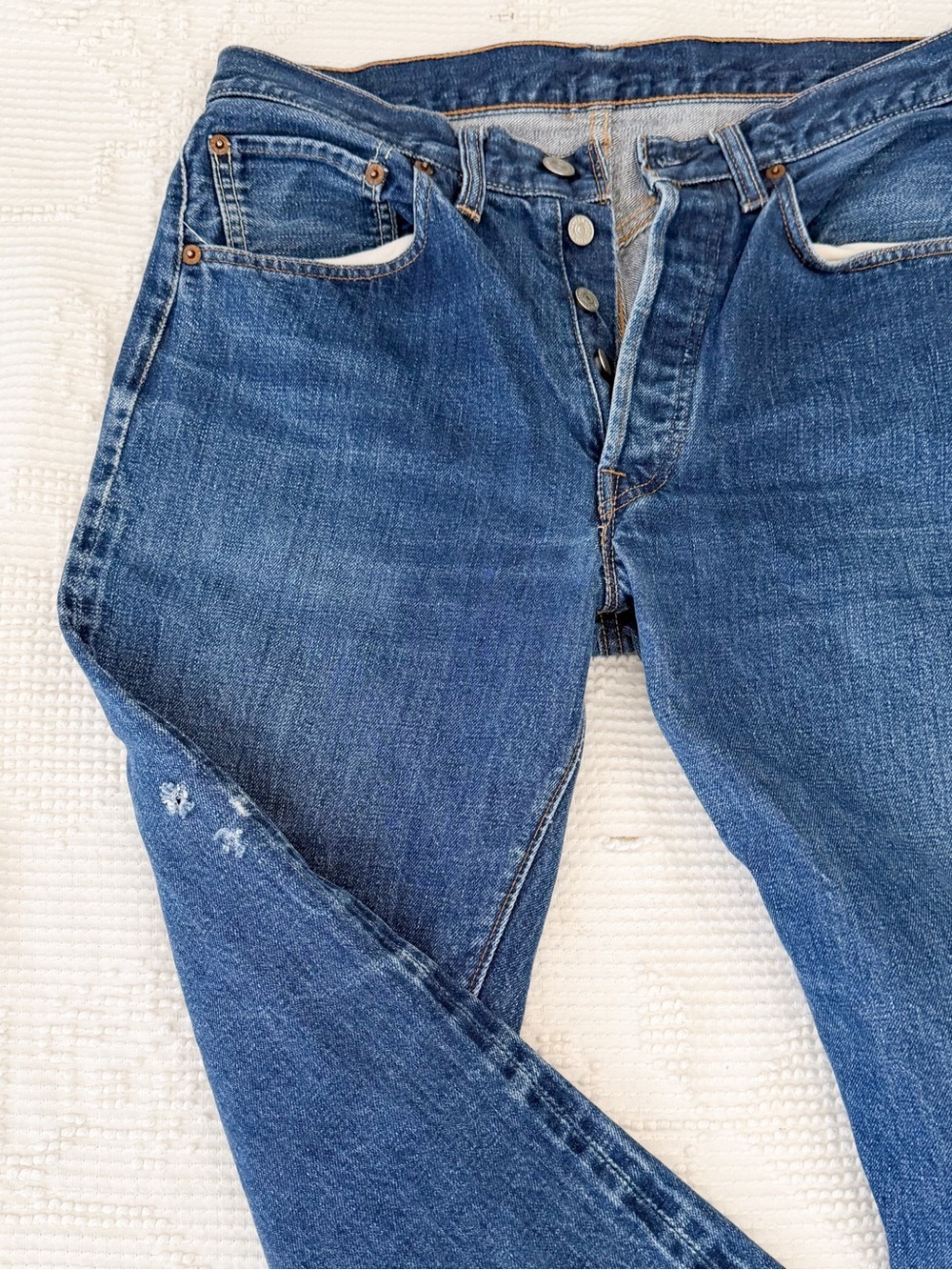 VINTAGE Levis straight Leg Selvedge Jeans Red Tab #6 Code USA Made - Picture 3 of 16